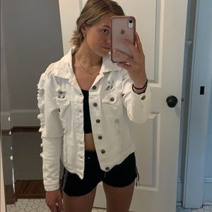 Carmar White Ripped Jean Jacket